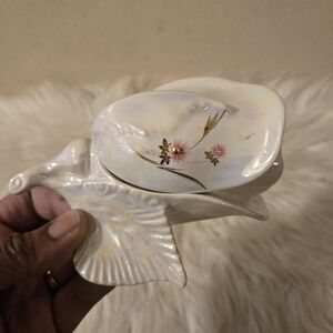 Iridescent Floral Ceramic Rose Trinket Dish